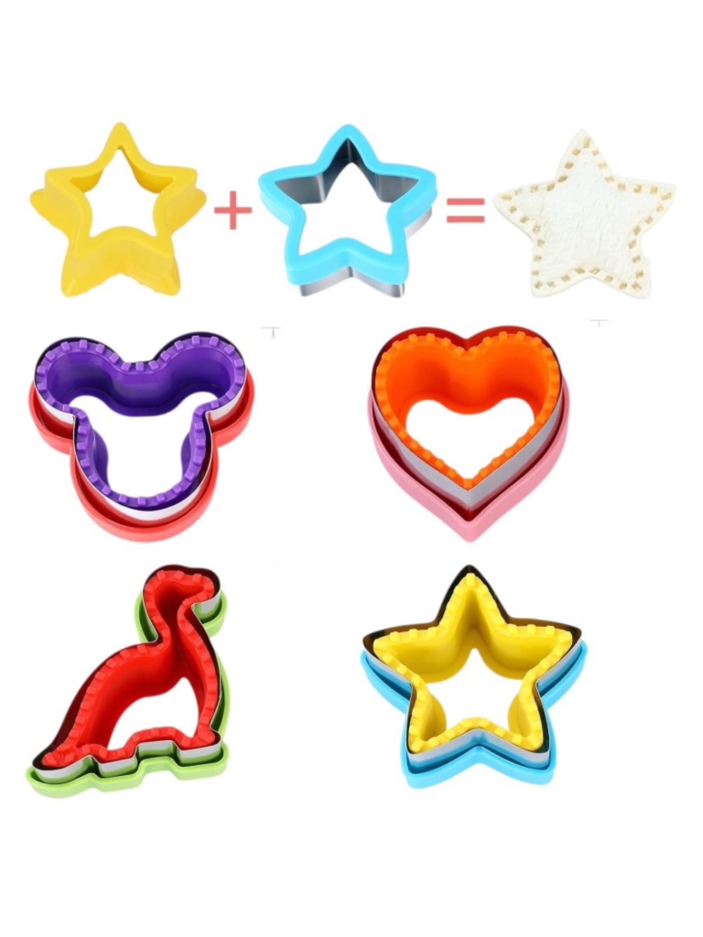 Uncrustable Sandwich Cutter & Sealer Shapes Circle Square Heart Star Dino Mickey - Picture 2 of 13